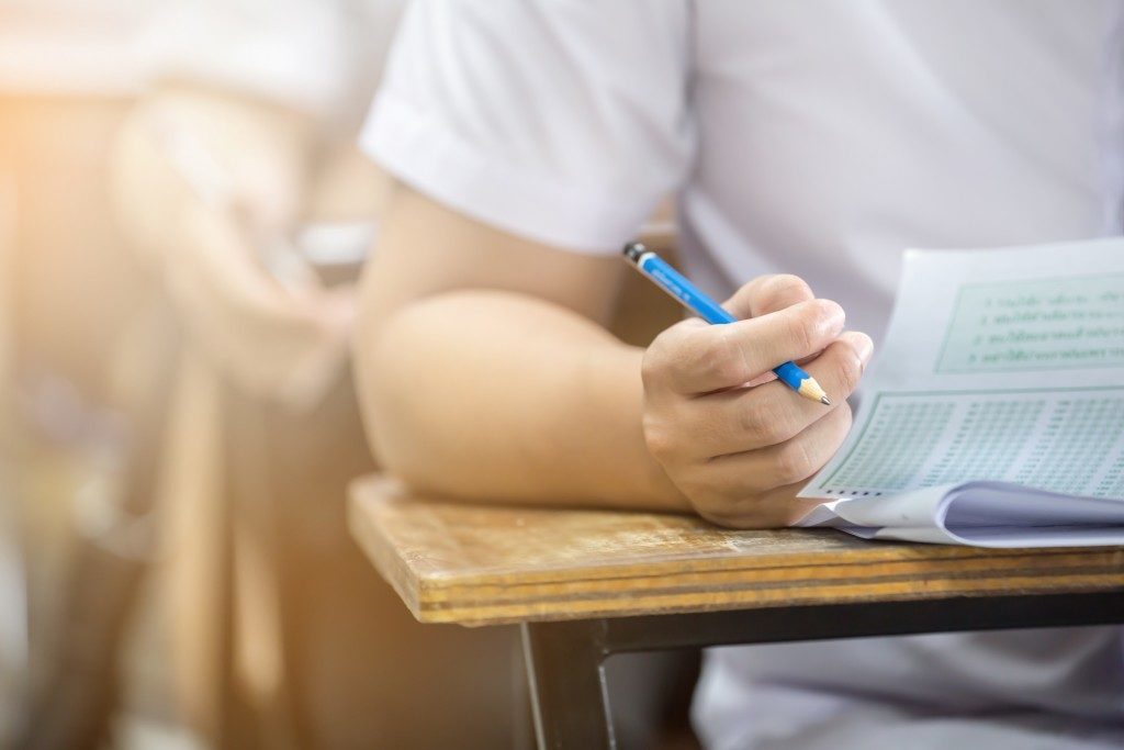 Students taking exam