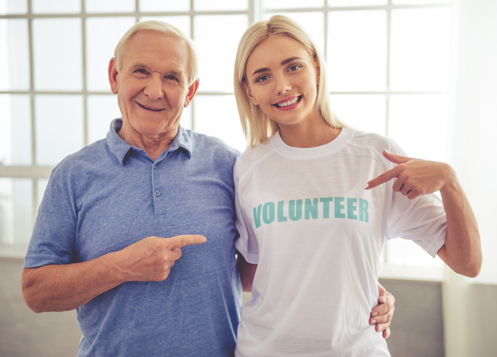 A homecare volunteer with an elderly person